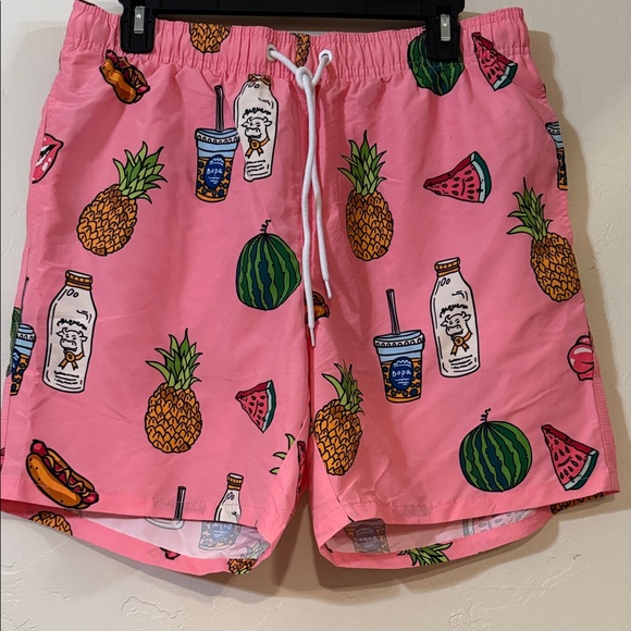 SHEIN Pink Patterned Men’s Swim Shorts - Picture 1 of 5